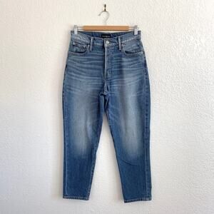 Lucky Brand Drew Mom Jeans High Rise Tapered Crop Leg Blue Denim Button Fly 6/28